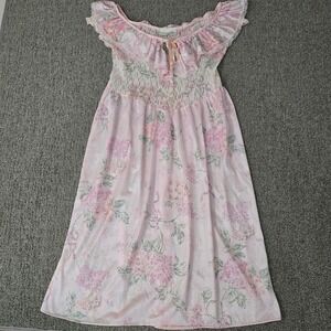 Vintage Romantic Court Blouse L Pink Floral Lace Satin Cottagecore Coquette